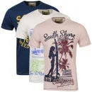 South Shore Men's 3 Pack T-Shirts - Pale Pink/Eggshell/Marine - S - Pale Pink/Eggshell/Marine Afbeelding 1