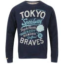 Tokyo Laundry Men's Printed Crew Neck Sweatshirt - Midnight Blue - S - Midnight Blue Afbeelding 1