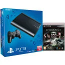 PS3: New Sony PlayStation 3 Slim Console (500 GB) - Black - Includes Injustice: Gods Among Us Afbeelding 1