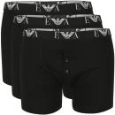 Emporio Armani Men's Button Fly 3-Pack Boxers - Black - S - Zwart Afbeelding 1