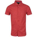 Brave Soul Men's Gallaghere Printed Short Sleeve Shirt - Red - S - Rood Afbeelding 1