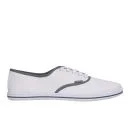 Ringspun Men's David Trim Canvas Pumps - White/Charcoal - 7 - White/Charcoal Afbeelding 1