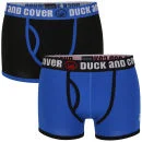 Duck and Cover Men's 2-Pack Contrast Keyhole Boxer - Black/ Blue - S - Black/Blue Afbeelding 1