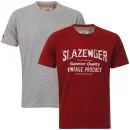 Slazenger Men's 2-Pack T-Shirts - Berry/Dark Grey Marl - S - Berry/Dark Grey Marl Afbeelding 1