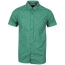 Brave Soul Men's Gallaghere Printed Short Sleeve Shirt - Green - S - Groen Afbeelding 1