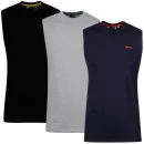 Slazenger Men's 3-Pack Vests - Navy/Grey/Black - S - Navy/Grey/Black Afbeelding 1