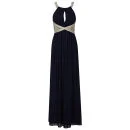 Little Mistress Lace Insert Embellished Maxi Prom Dress - Navy - 8 - Navy blauw Afbeelding 1