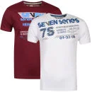 Seven Series Men's Mazza and Lukey 2-Pack T-Shirts - White/Mahogany - S - White/ Mahogany Afbeelding 1