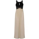 Little Mistress Lace Insert Embellished Maxi Prom Dress - Black/Cream - 8 - Black / Cream Afbeelding 1