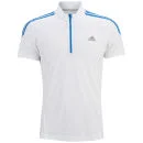 adidas Heren Response Top met Halve Rits en Korte Mouwen - Wit/Blauw - S - White/Solar Blue Afbeelding 1
