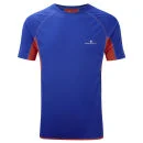 RonHill Heren Advance Crew T-Shirt met Korte Mouwen - Blauw/Oranje - S - Ultramarine/Burnt Orange Afbeelding 1