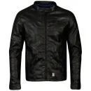 Crosshatch Men's Leather Look Jacket - Black/Blue - S - Zwart/Grijs Afbeelding 1