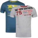 Seven Series Men's Mazza and Lukey 2-Pack T-Shirts - Grey/Blue - S - Grey / Blue Afbeelding 1