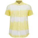 Brave Soul Men's 3 Stripe Tie Dye Shirt - Light Yellow - S - Light Yellow Afbeelding 1