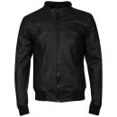 Bench Men's Washed Leather Look Derby Jacket - Black - S - Zwart Afbeelding 1