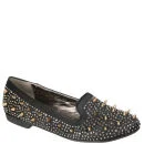 Odeon Women's Satin Studded Slipper Shoes - Black - 3 - Zwart Afbeelding 1