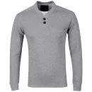 Dissident Men's Button Neck Contrast Logo Sweatshirt - Light Grey Marl - S - Light Grey Marl Afbeelding 1