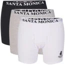 Santa Monica Men's 3 Pack Boxers - Black/White/Grey - S - Black/White/Grey Afbeelding 1