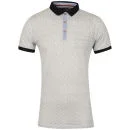 Brave Soul Men's Premiere Hexagonal Print Polo Shirt - White/Dark Navy - S - White/dk Navy Afbeelding 1