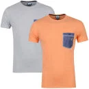 Carter Set van 2 Boom T-Shirts voor Heren - Grijs/Oranje - S - Grey Marl/Tango Orange Afbeelding 1