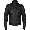 Bench Men's Washed Leather Look Transformer Jacket - Black - S - Zwart Afbeelding 1