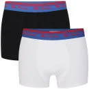 Ben Sherman Men's 2-Pack Boxer - Black-White-Blue/Red Trims - S - Black-White-Blue/Red Trims Afbeelding 1