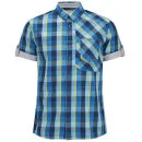 Bench Men's Short Sleeve Checked Urbitz Shirt - Seaport - S - Blauw Afbeelding 1