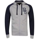 Ringspun Men's Major Hooded Sweat - Grey Marl / Navy - S - Grey Marl / Navy Afbeelding 1