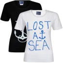 Pure Juice Women's 2 Pack Anchor & Lost at Sea Graphic T-Shirt - Black/White - S - Black/White Afbeelding 1
