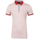 Brave Soul Men's Premiere Hexagonal Print Polo Shirt - White/Red - S - White/Red Afbeelding 1