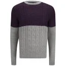 Soul Star Men's Pepper Sync Colour Block Knit Jumper - Light Grey Marl - S - Grijs Afbeelding 1