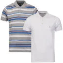 Brave Soul Men's Aquitania 2 Pack Polo - Cobalt Blue/Navy/Burg Stripe & White - S - Cobalt Blue/Burgundy/Grey Marl/White Afbeelding 1
