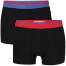 Ben Sherman Mens 2-Pack Boxer - Zwart-Zwart-Blauw/Rode Zomen - S - Black-Black-Blue/Red Trims Afbeelding 1
