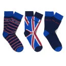 Pepe Jeans Men's Jake Gift Set 3 Pack Socks - Blue Stripe/Navy - 38-42 - Blauw Afbeelding 1