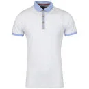 Brave Soul Men's Premiere Hexagonal Print Polo Shirt - White/Sky - S - White/Sky Afbeelding 1