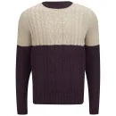 Soul Star Men's Pepper Sync Colour Block Knit Jumper - Burgundy - S - Burgundy Afbeelding 1