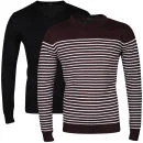 Brave Soul Men's Galaxy 2-Pack Knitwear - Wine/Ecru/Black - S Afbeelding 1