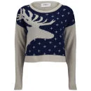 Vero Moda Women's Lucila Reindeer Christmas Jumper - Black Iris - XS - Zwart Afbeelding 1