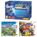Nintendo 3DS XL Blue and Black Console - Includes Pokémon X, Super Smash Bros. & Fantasty Life Afbeelding 1