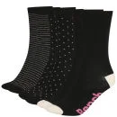 Bench Women's Plain Striped and Dotted 3-Pack Sock Gift Set - Black - UK 4-7 - Zwart Afbeelding 1