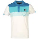 Crosshatch Men's Cromforth Stripe Panel Polo Shirt - Celestial/Ceramic/White - S - Celestial/Ceramic/White Afbeelding 1