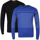 Brave Soul Men's Simon 2-Pack Knitwear - Royal/White/Black Stripe & Navy Solid - S - Royal/White/Black Stripe & Navy Solid Afbeelding 1