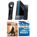 Nintendo Wii Console (Black): Bundle (Including Wii Sports Resort and Red Steel 2) Afbeelding 1