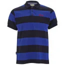 Slazenger Men's Platt Striped Polo Shirt - Navy/Sky/Red - S - Navy/Sky Red Afbeelding 1