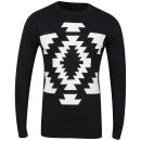 Brave Soul Men's Loxley Graphic Knitwear - Navy - S - Navy blauw Afbeelding 1