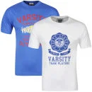 Varsity Men's 2-Pack Sophmore & Outfitters Graphic T-Shirts - White & Royal - S - White/Royal Afbeelding 1