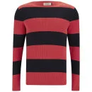 Jack & Jones Men's Thomas Striped Jumper - Navy/Red - S - Navy/Red Afbeelding 1