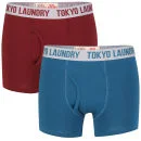 Tokyo Laundry Men's 2-Pack Gee Boxers - Oxblood/Blue - S - Oxblood/Blue Afbeelding 1
