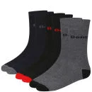 Bench Men's Striped 3-Pack Sock Gift Set - Navy/Black/Grey - 7-11 - Navy blauw Afbeelding 1