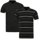 Brave Soul Men's Titanic 2-Pack Polo Shirts - Charcoal Marl/Navy Stripe & Charcoal Marl - S - Charcoal Marl/Navy Afbeelding 1